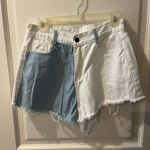 Two-Tone Denim Women Shorts Size L